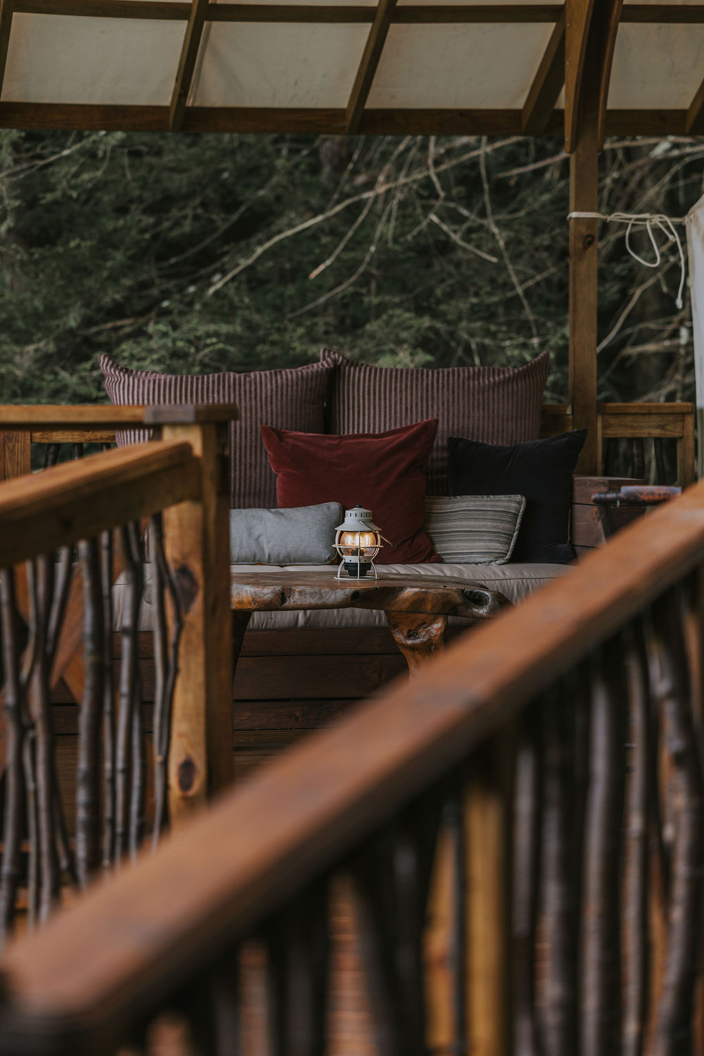Railing and seating on the South Camp deck