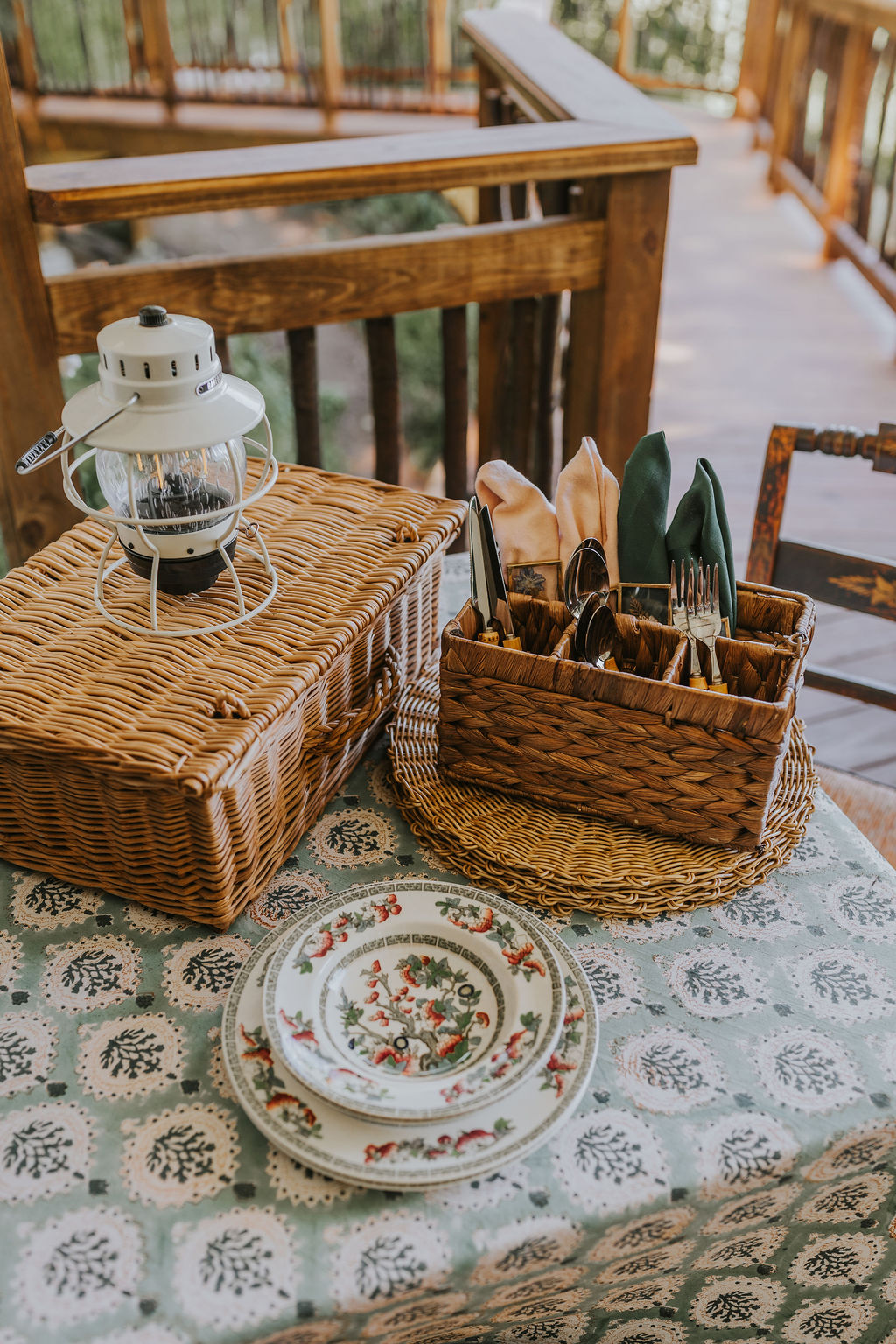 Morning tea set out on the South Camp table