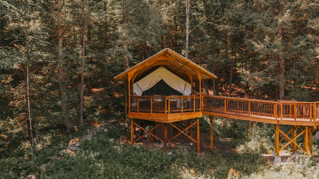 Aerial view of South Camp among the trees