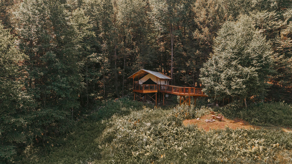 Aerial view of South Camp on the 160 acre property