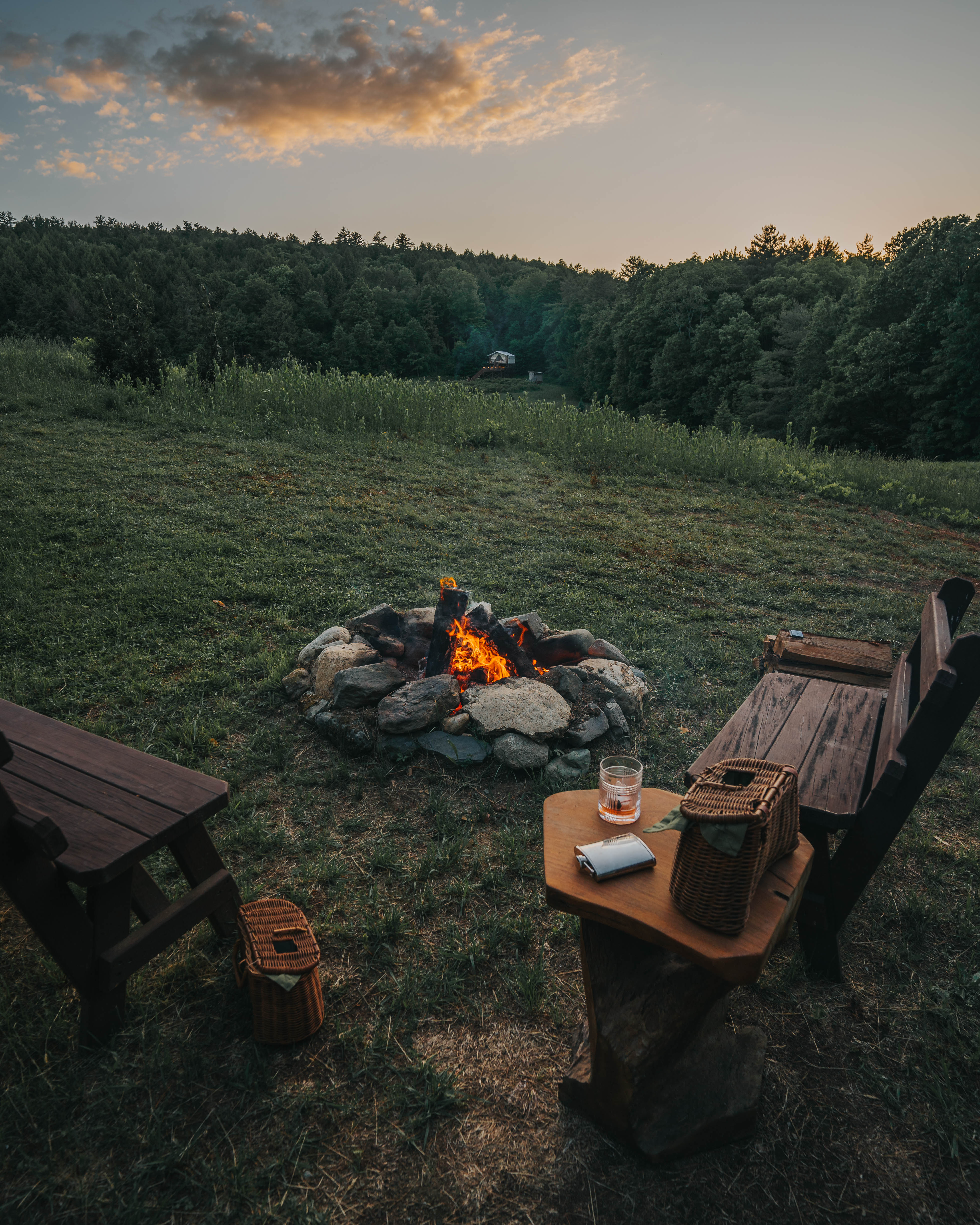 Fire pit at sunset