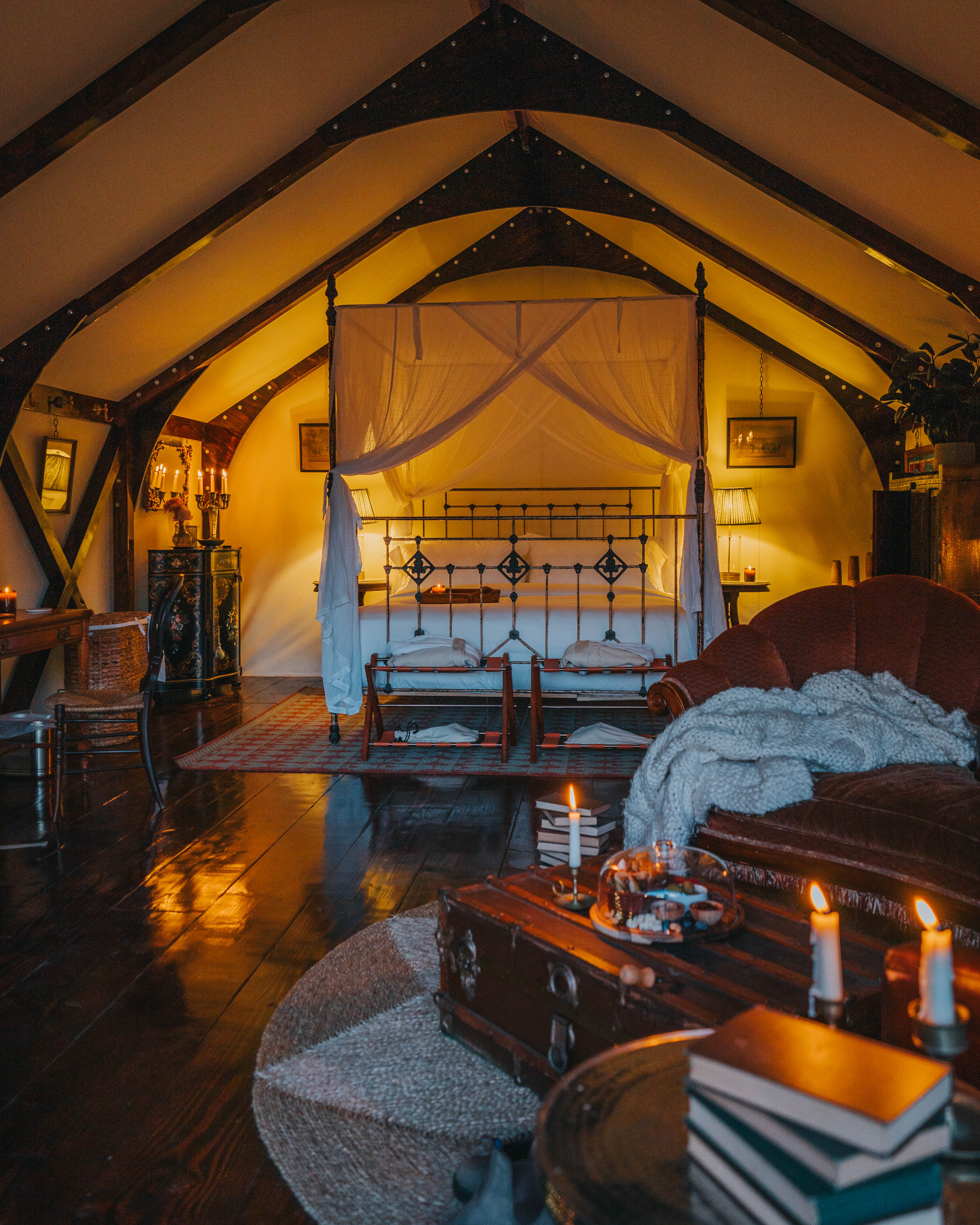 Candlelit tent interior