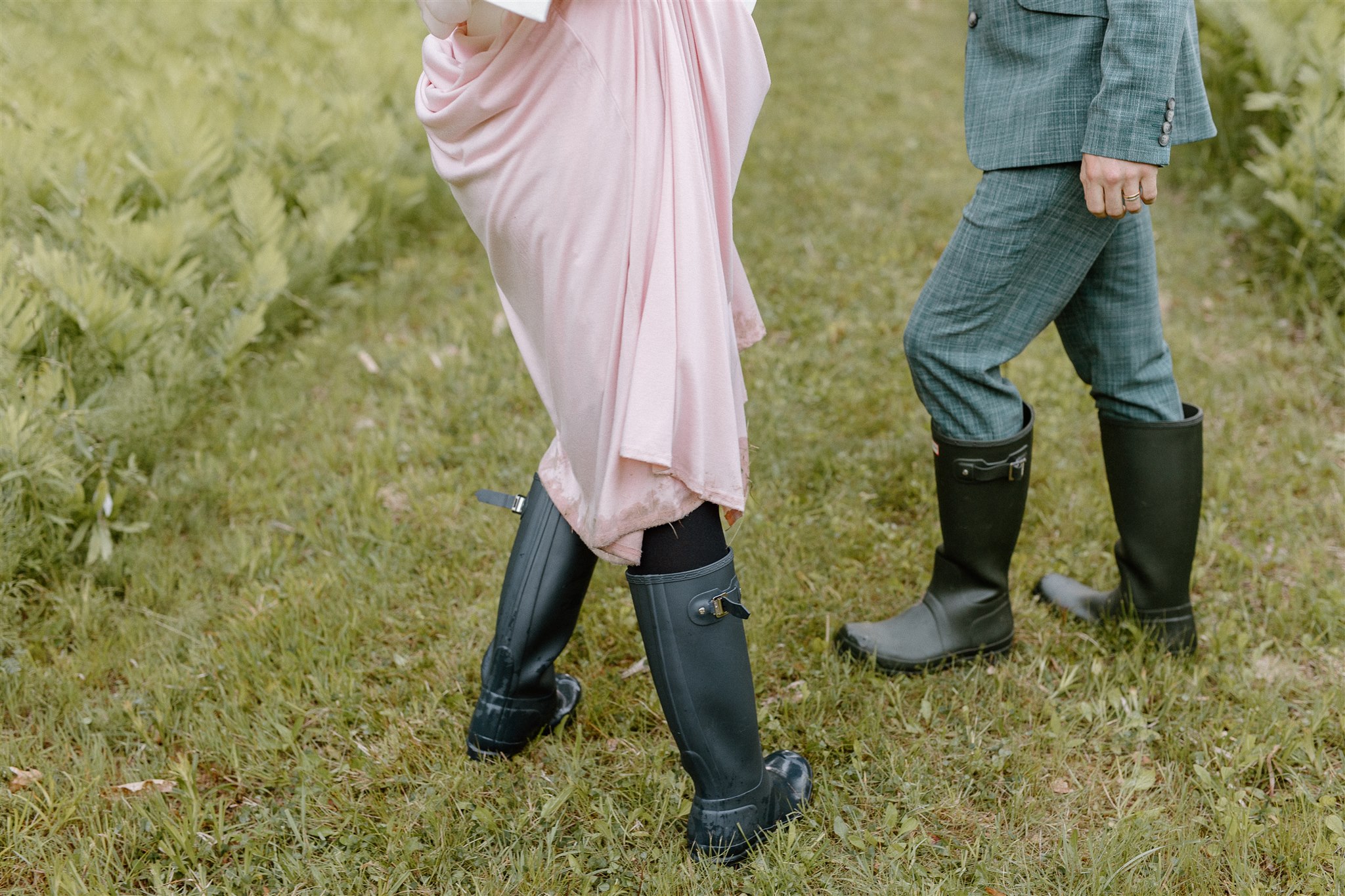 Walking together in boots